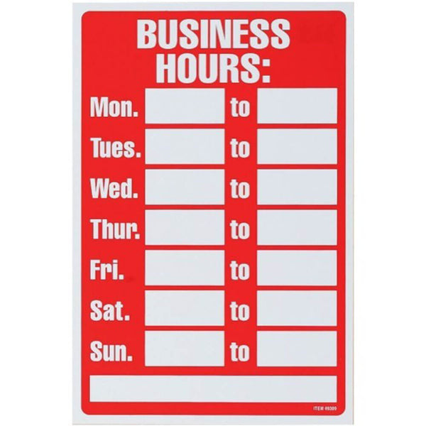 Headline Business Hours Sign (203x305mm)
