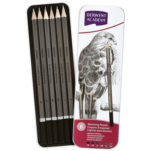 Derwent Academy Sketching Pencils in Tin (6pcs)