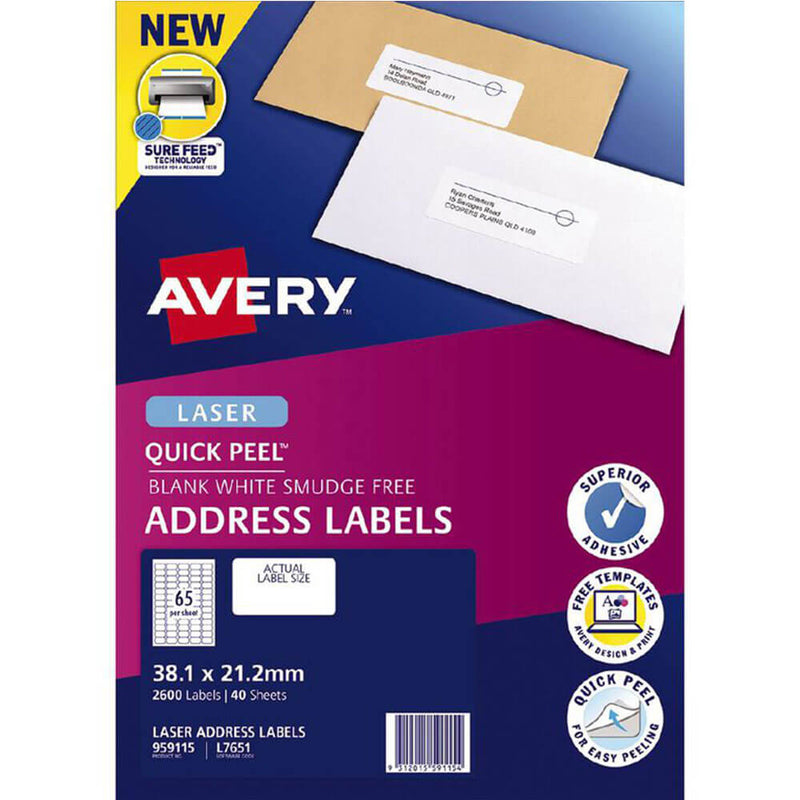 Avery Laser Quick Peel Address Labels