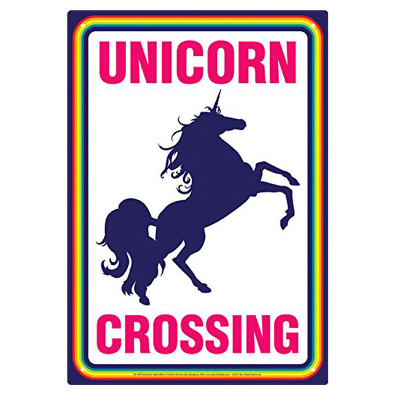 Unicorn Crossing Tin Sign